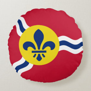 Coussins Ronds Oreiller à lancer ronde avec drapeau de Saint-Loui