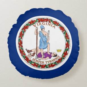 Coussins Ronds Oreiller à lancer ronde avec le drapeau de Virgini