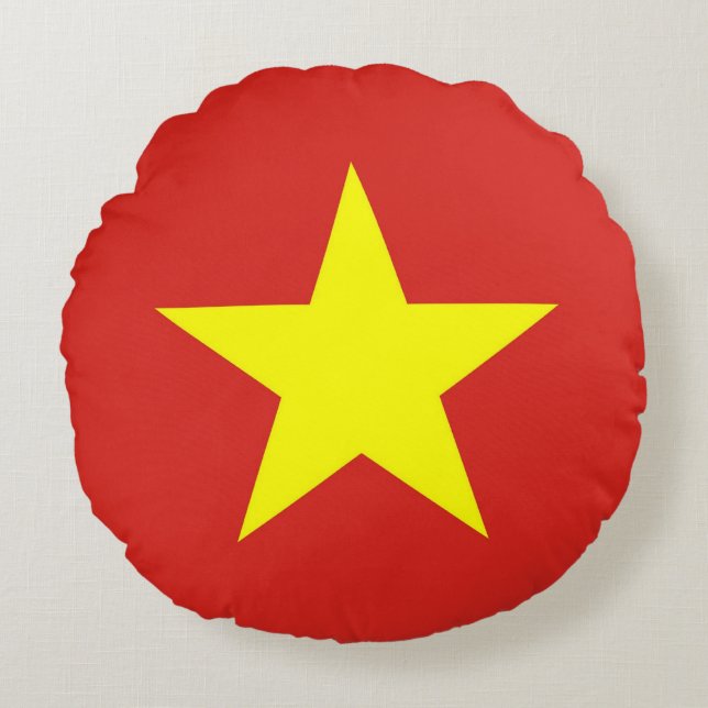 Coussins Ronds Oreiller à lancer ronde avec le drapeau du Vietnam (Devant)