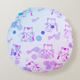 Coussins Ronds Oreiller à lancer rose et bleu Kitty