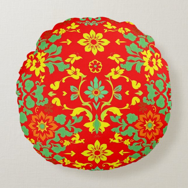 Coussins Ronds oreiller à motif chinois (Devant)