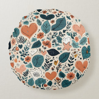 Coussins Ronds Oreiller à motif floral pastel et géométrique conf