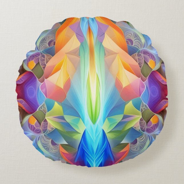 Coussins Ronds Oreiller Abstrait à lancer rond coloré (Devant)