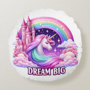 Coussins Ronds Oreiller Arc-en-Ciel Château Licorne Fantaisiste R