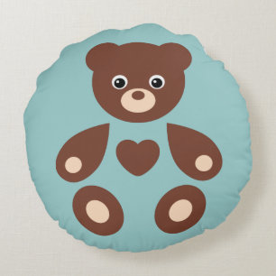 Coussins Ronds Oreiller bébé monogramme ourson bleu
