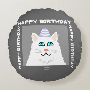 Coussins Ronds Oreiller blanc bouffon blanc Fluffy d'anniversaire
