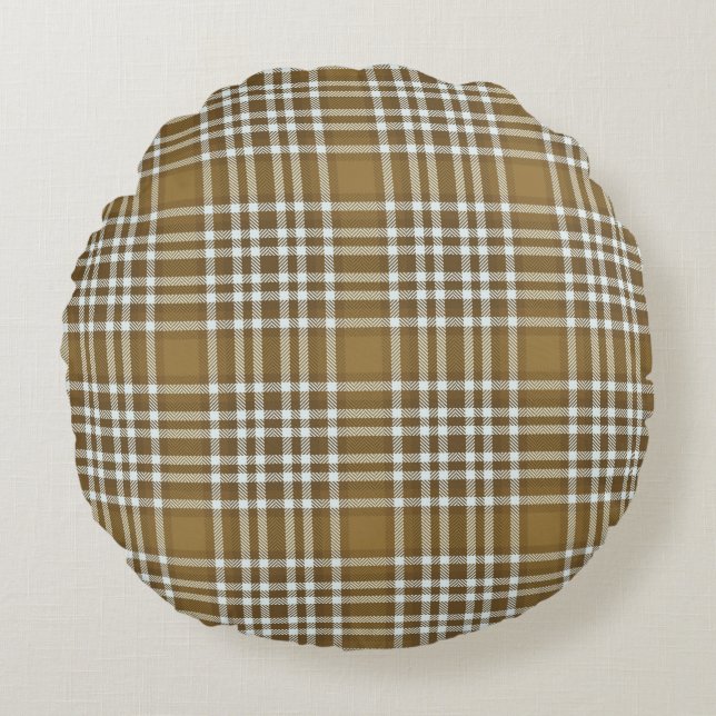 Coussins Ronds Oreiller Brown moderne à lancer ronde (Devant)
