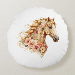 Coussins Ronds Oreiller de cheval floral Bohème décoration équest