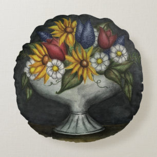 Coussins Ronds Oreiller de décoration antique fleur de tournesol