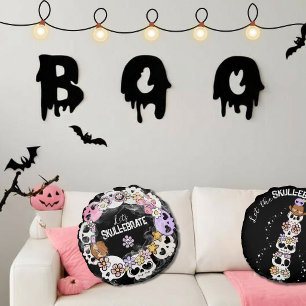 Coussins Ronds Oreiller de Halloween en forme de crâne mignon et