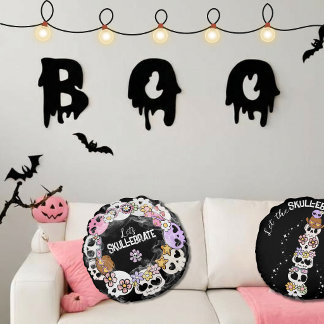 Coussins Ronds Oreiller de Halloween en forme de crâne mignon et