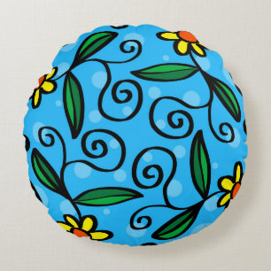 Coussins Ronds Oreiller de jet floral abstrait