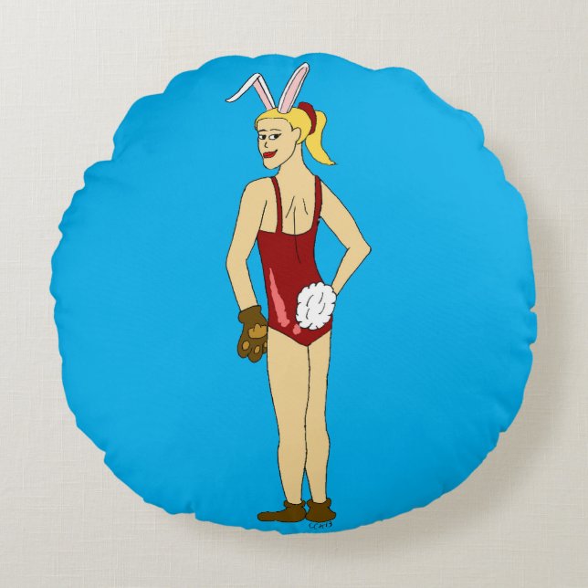 Coussins Ronds oreiller de lapin fille (Devant)