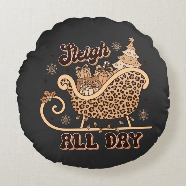 Coussins Ronds Oreiller de Noël à motif guépard (Devant)