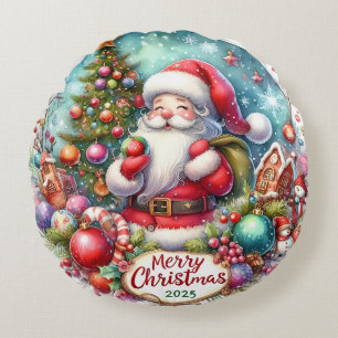 Coussins Ronds Oreiller de Noël bonhomme de neige et ornements co
