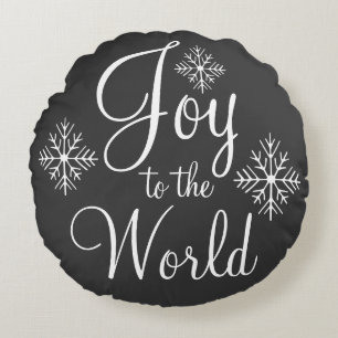 Coussins Ronds Oreiller de Noël Joy to the World Tableau Noir