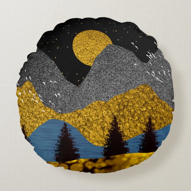 Coussins Ronds Oreiller de nuit doré (Devant)