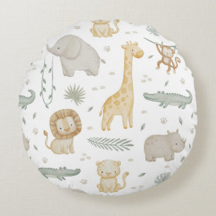 Coussins Ronds Oreiller de nurserie personnalisé avec animaux de