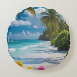 Coussins Ronds Oreiller de plage tropical