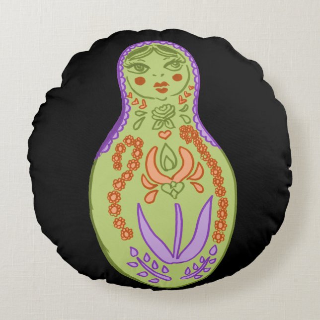 Coussins Ronds Oreiller de poupée Matryoshka moderne (Devant)