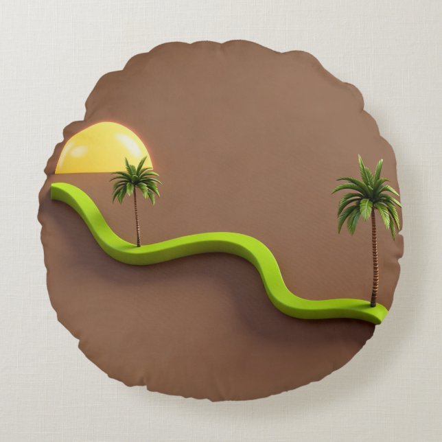 Coussins Ronds Oreiller décoratif moderne tropical (Devant)