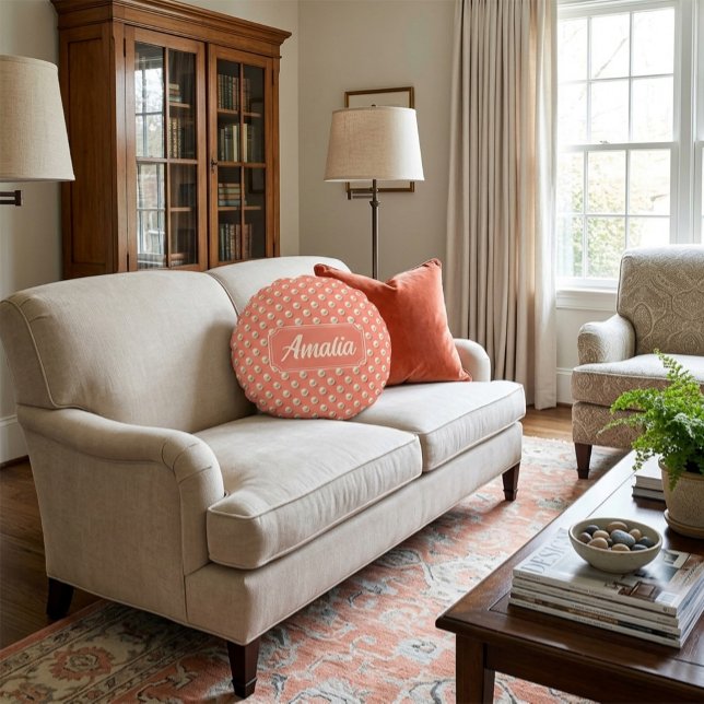 Coussins Ronds Oreiller décoratif personnalisé à pois coralliens (Créateur téléchargé)