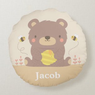 Coussins Ronds Oreiller décoratif pour chambre d'enfant avec ours