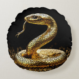 Coussins Ronds Oreiller décoratif rond mystique serpent doré
