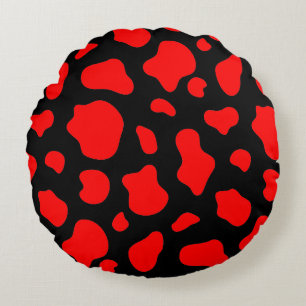 Coussins Ronds Oreiller Décoratif Tacheté de Crimson & Charbon