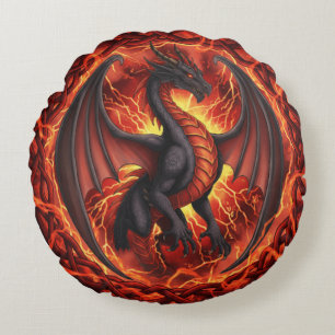 Coussins Ronds Oreiller Dragon rouge blanc