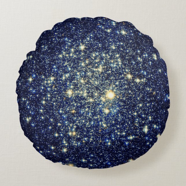 Coussins Ronds Oreiller Étoiles Galaxie Dorée (Devant)