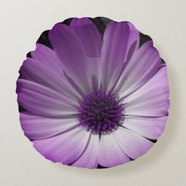 Coussins Ronds Oreiller Fleur Marguerite Violette (Devant)