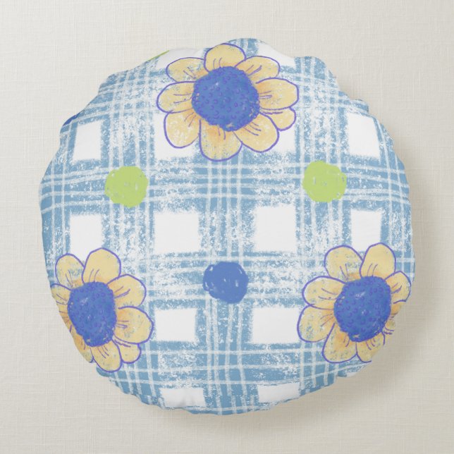 Coussins Ronds Oreiller fleuri (Dos)