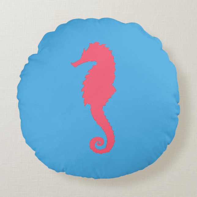 Coussins Ronds Oreiller hippocampe rose (Devant)