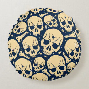 Coussins Ronds Oreiller jeté à motif de crâne