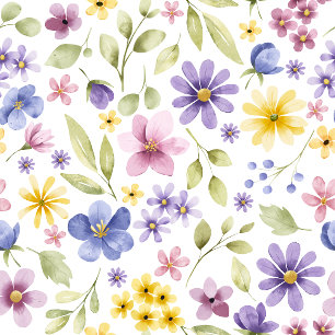 Coussins Ronds Oreiller jeté à motif de fleurs sauvages aquarelle