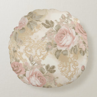Coussins Ronds Oreiller jeté avec impression de roses victorienne