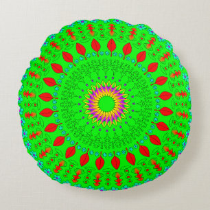 Coussins Ronds Oreiller jeté bohème rond vert brillant