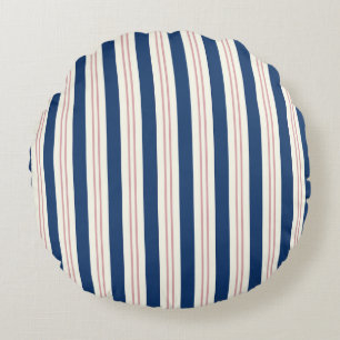 Coussins Ronds Oreiller jeté côtier rayé bleu marine et rose