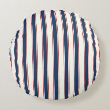 Oreiller jeté côtier rayé bleu marine et rouge