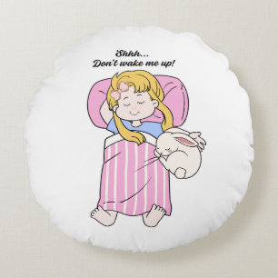 Coussins Ronds Oreiller jeté de fille mignonne endormie