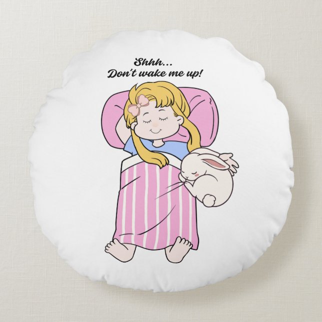 Coussins Ronds Oreiller jeté de fille mignonne endormie (Devant)