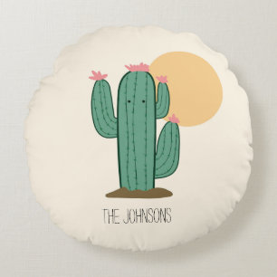Coussins Ronds Oreiller jeté décoratif cactus de style sud-ouest