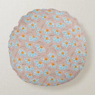 Coussins Ronds Oreiller jeté Fleurs Heureuses