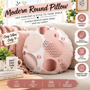Coussins Ronds Oreiller jeté géométrique abstrait rose moderne