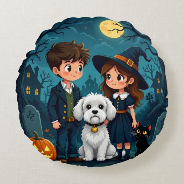 Coussins Ronds Oreiller jeté Halloween effrayant (Devant)