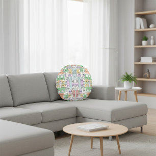 Coussins Ronds Oreiller jeté motif plan d'architecte