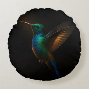 Coussins Ronds Oreiller jeté rond Black 4 Luxe Colibri en vol