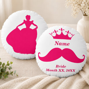 Coussins Ronds Oreiller jeté rond Moustache rose de mariée