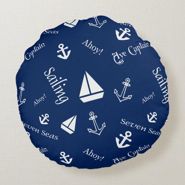 Coussins Ronds Oreiller jeté thème nautique (Dos)